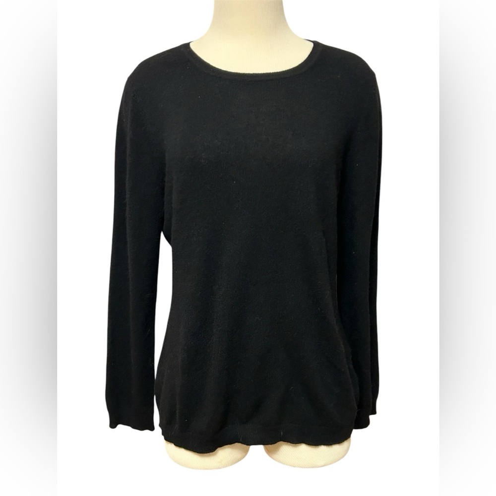 EUC! Charter Club Cashmere Long Sleeve Crew Neck Sweater Black XL